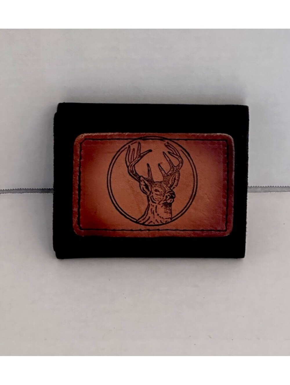 Vintage Style Leather Chain Wallet W/Embossed Deer Brown & Black Made In USA